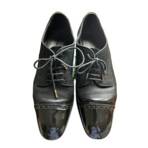 Jimmy Choo men’s lacquered suede black cap-toe Degrade Brogues. US 7/ EU 39.5